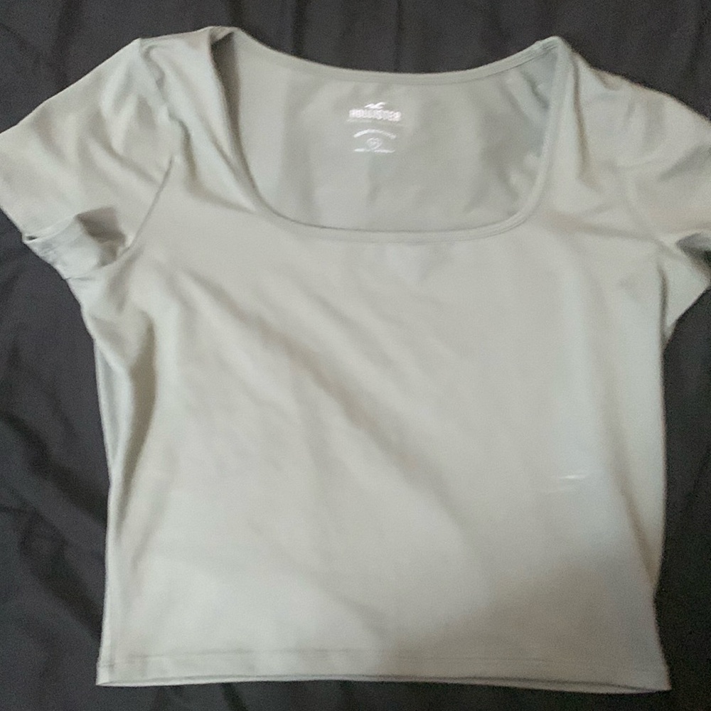 Hollister, square neck crop top, light green, size medium